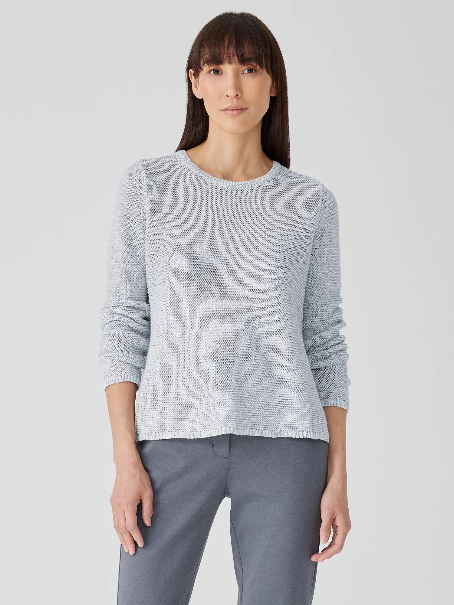 Organic Linen Cotton Slub Crew Neck Top Product Image