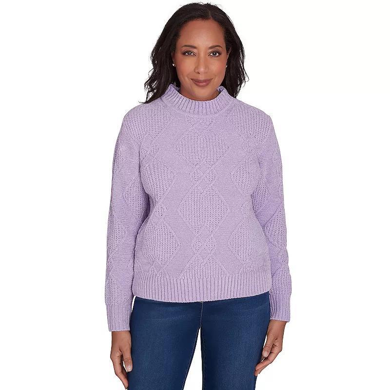 Petite Alfred Dunner Diamond Rib Chenille Mockneck Sweater, Womens Product Image