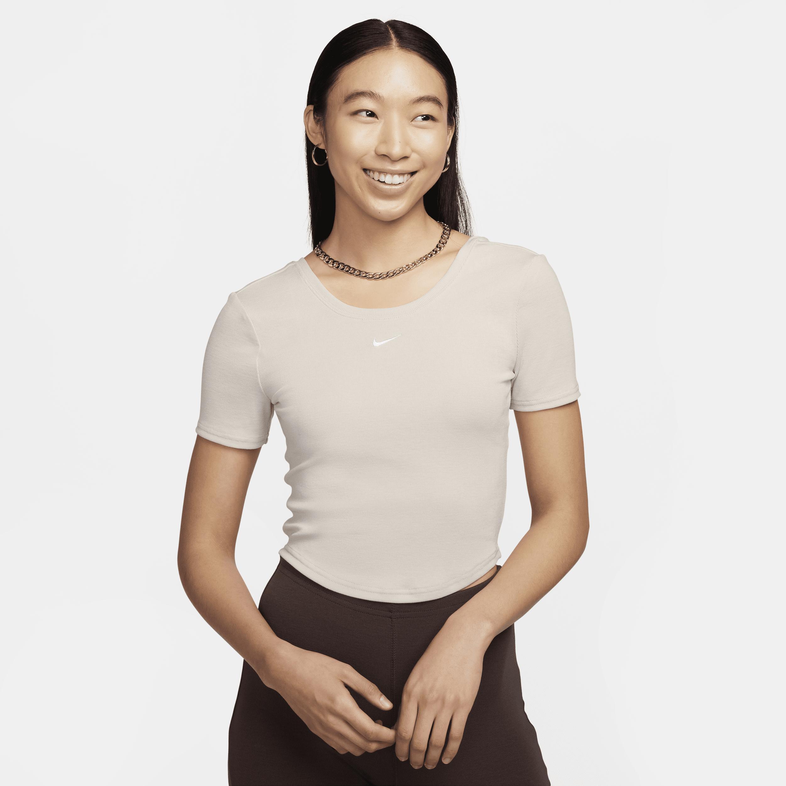 Nike Womens Nike Chill Knit Mini Rib Top - Womens Lt Orewood Brown/Sail Product Image