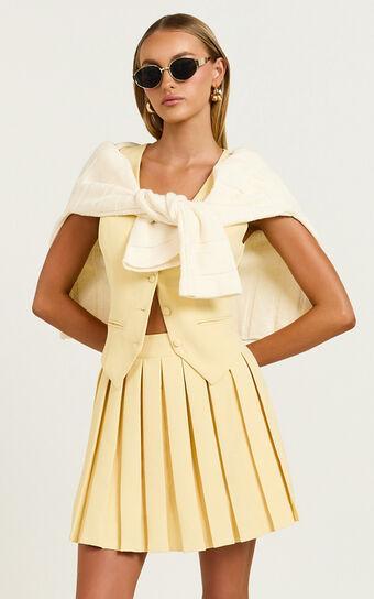 Harlee Mini Skirt - Pleated A line Skirt in Lemon Product Image