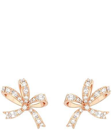 Womens Volta Rhodium-Plated & Crystal Bow Stud Earrings Product Image