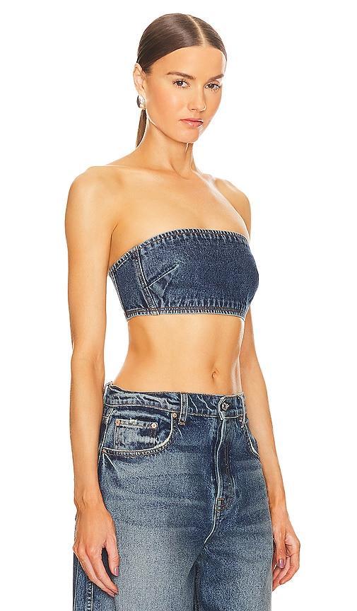 GRLFRND Lilah Denim Tube Top in Blue Product Image