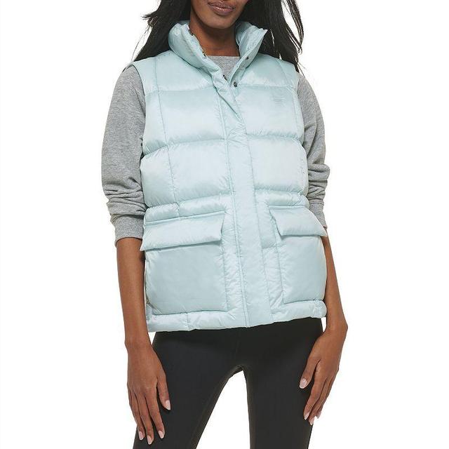 Womens Levis Box Quilted Puffer Vest Turquoise/Blue Product Image