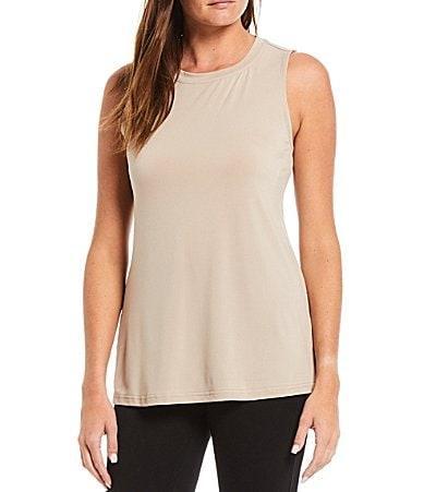 Ali Miles Crepe Luxe Sleeveless Round Neck Tank Product Image