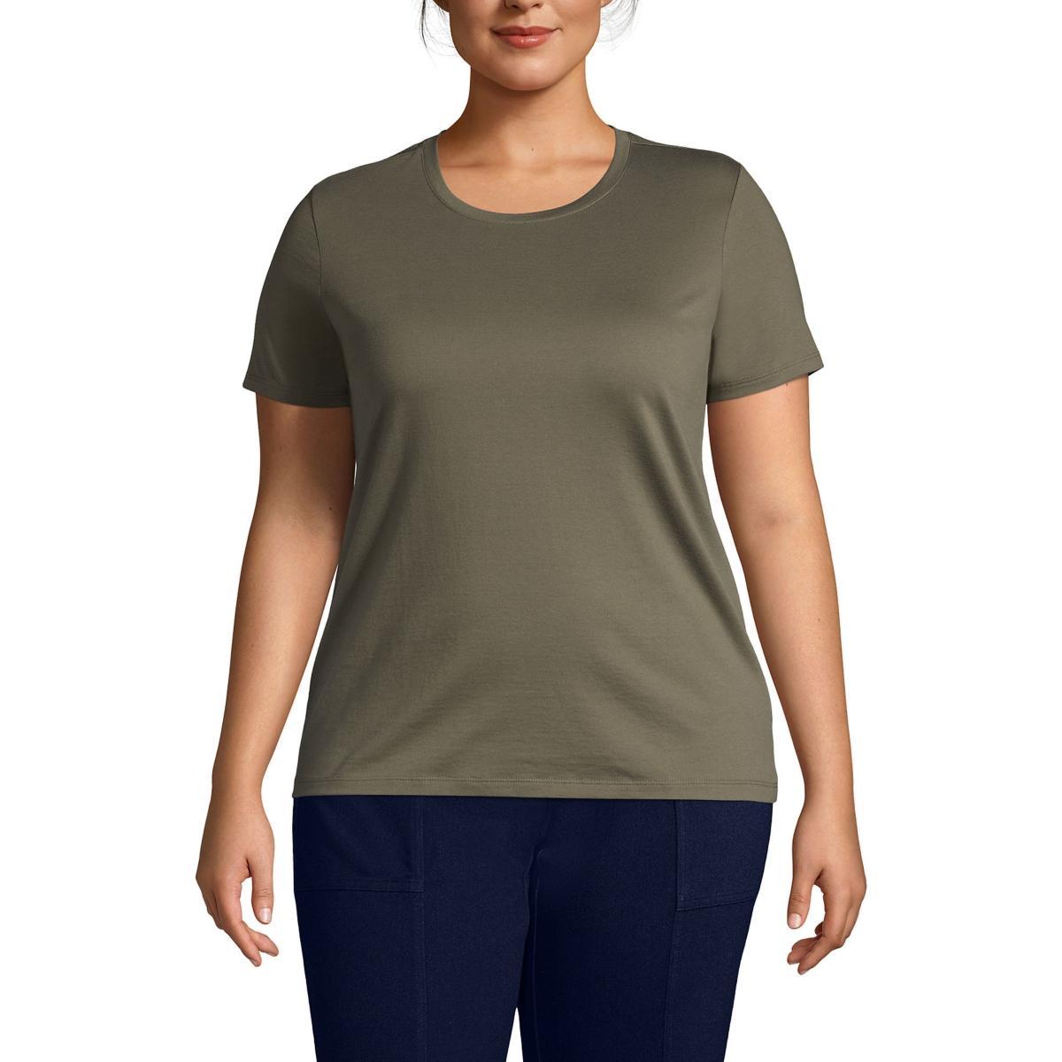 Plus Size Lands End Relaxed Supima Cotton Crewneck Tee, Womens Brt Blue Product Image