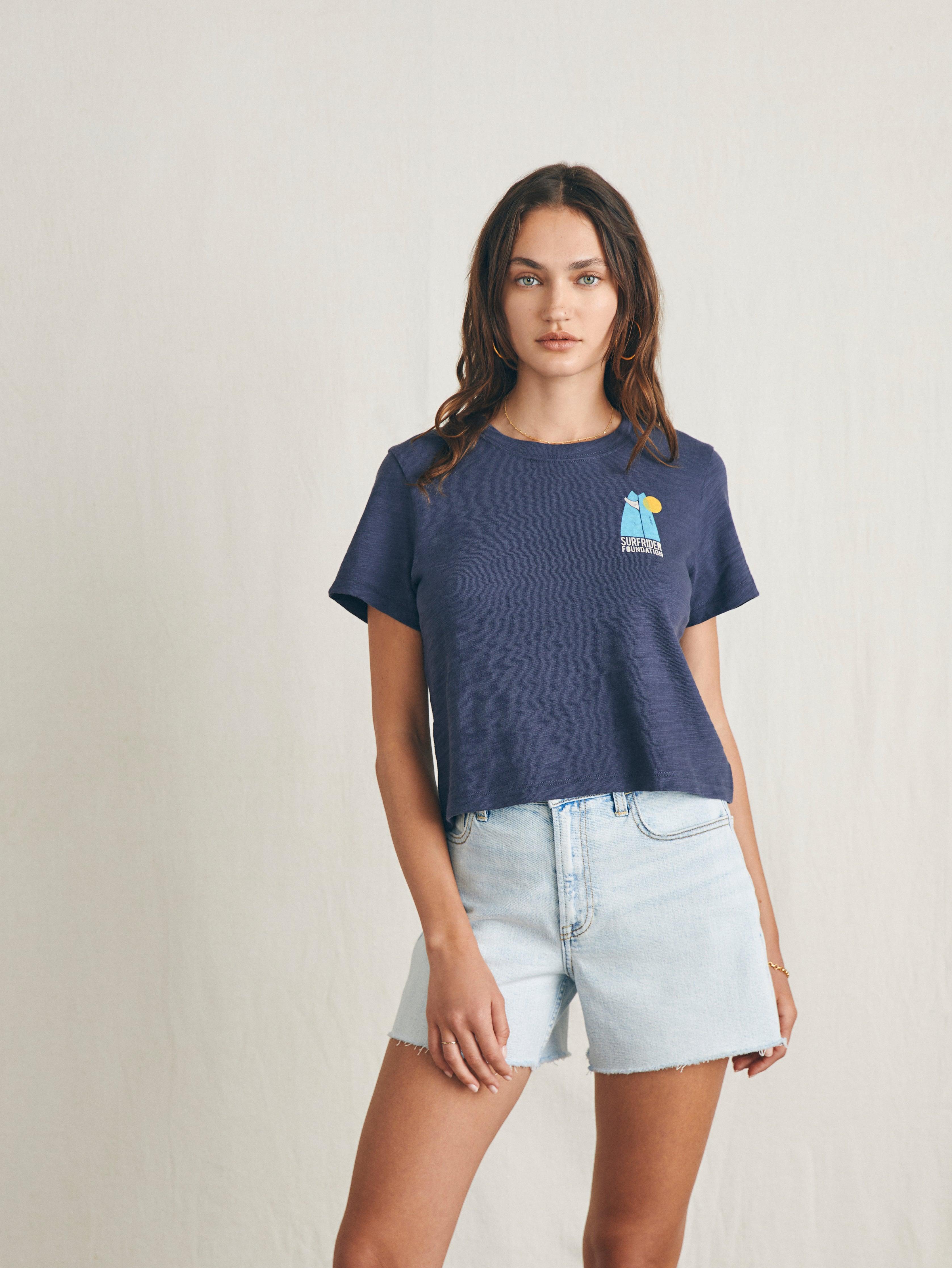 Surfrider Sunwashed Cropped Tee - Dune Navy Female Product Image