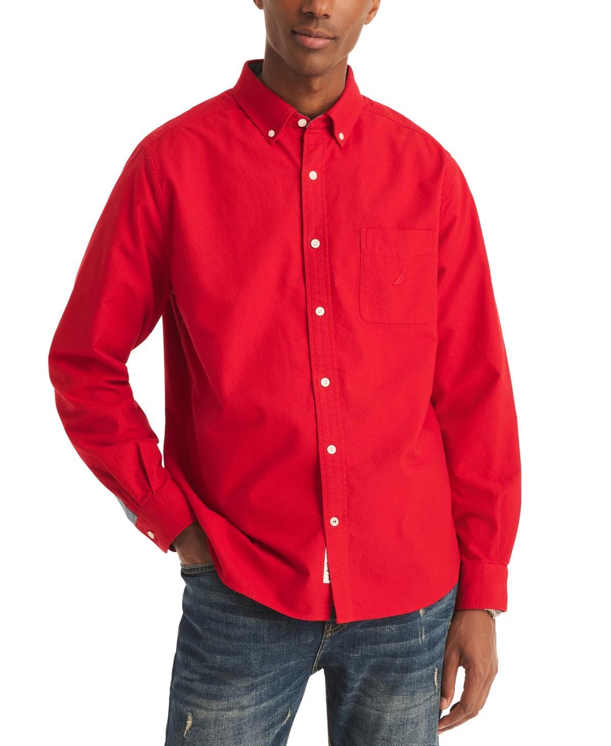 Nautica Mens Relaxed-Fit Long Sleeve Button-Down Oxford Shirt Product Image