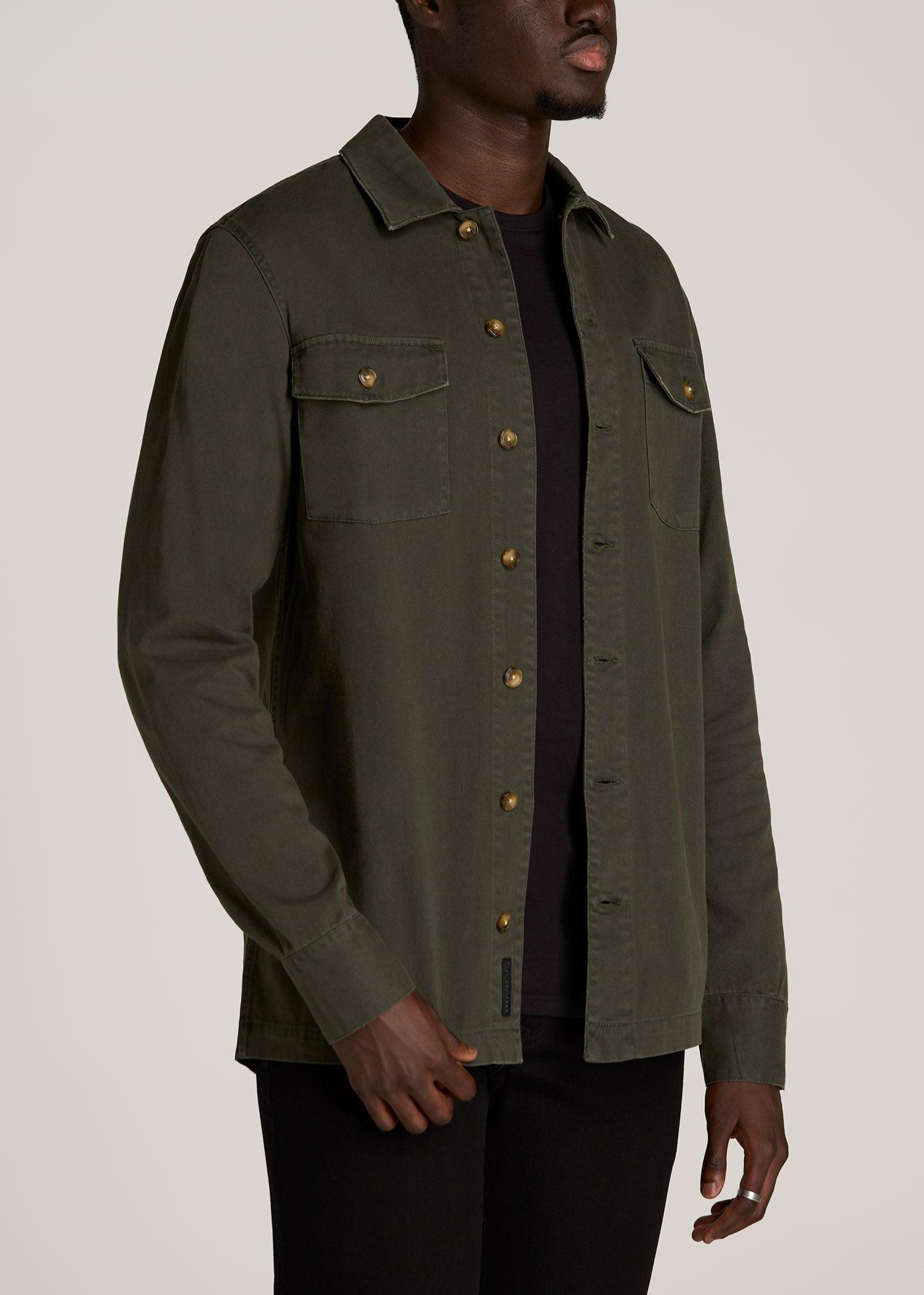 Garment Dyed Lightweight Overshirt For Tall Men in Spring Olive Product Image