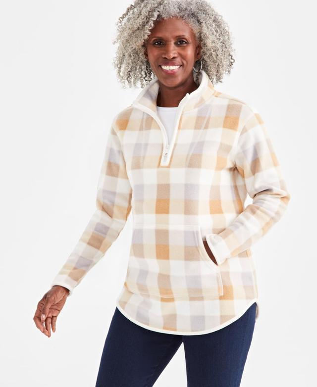 Style & Co Womens Plaid Fleece Quarter-Zip Sweatshirt, Created for Macys Product Image