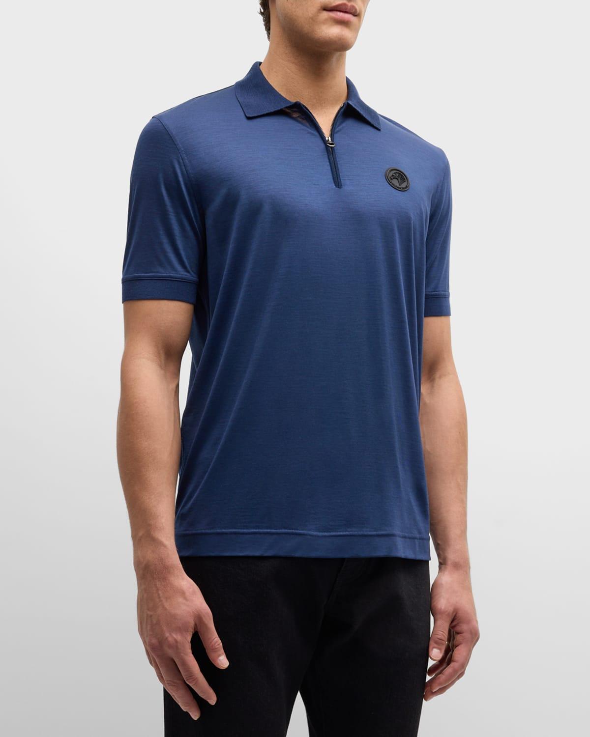 Mens Wool Knit Quarter-Zip Polo Shirt Product Image