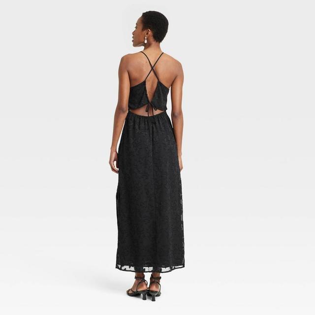 Womens Jacquard Maxi Slip Dress - A New Day Black Product Image