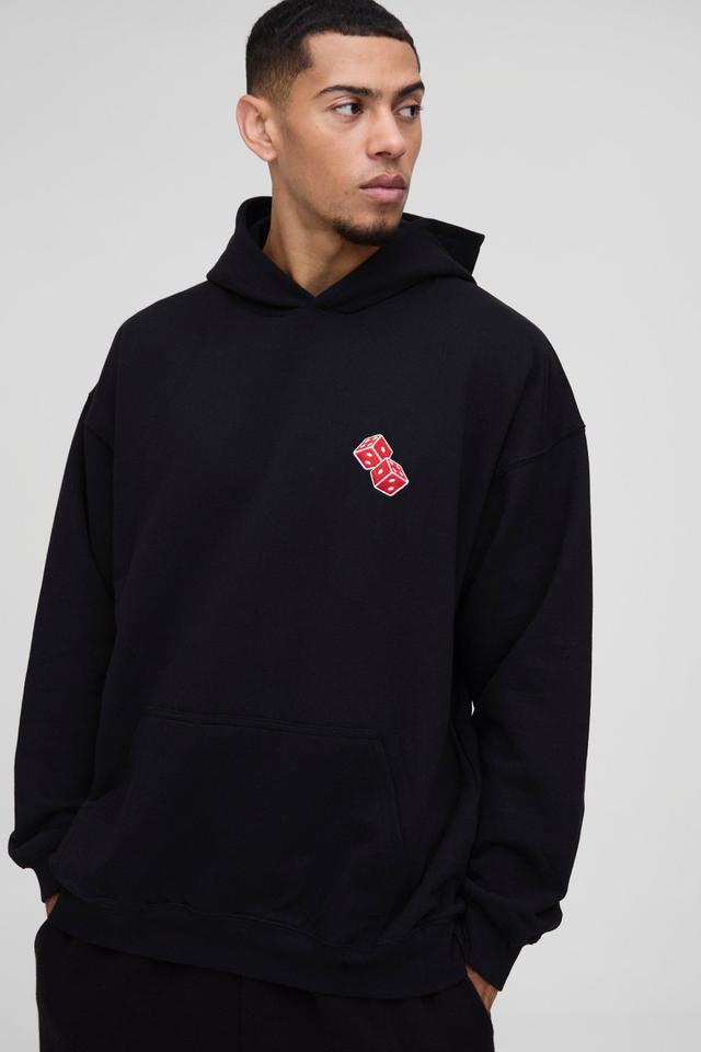 Oversized Dice Embroidered Hoodie | boohooMAN USA Product Image