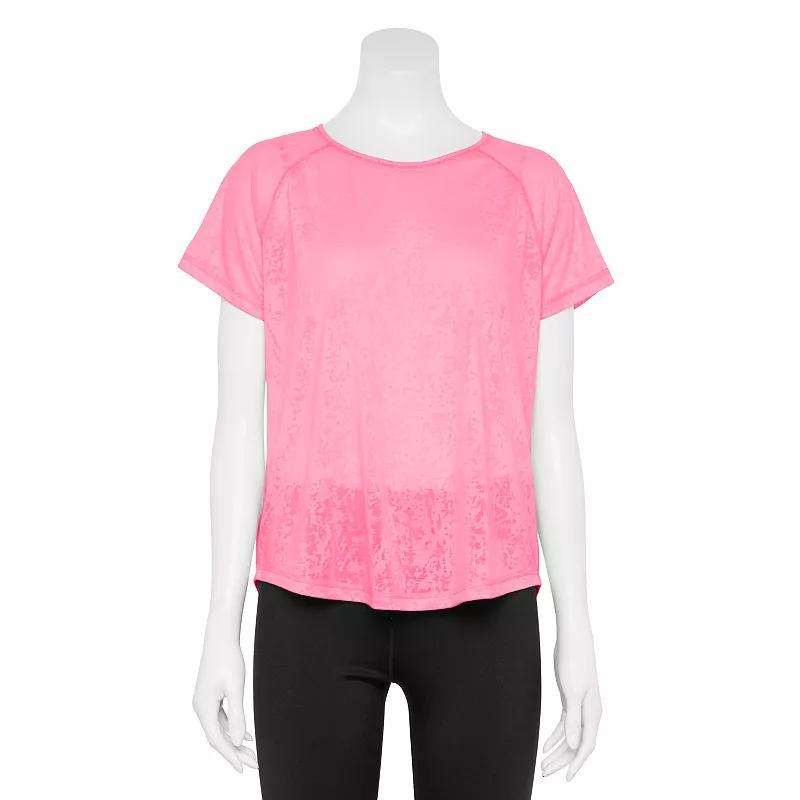 Petite Tek Gear Core Raglan Tee, Womens Pink Burnout Product Image