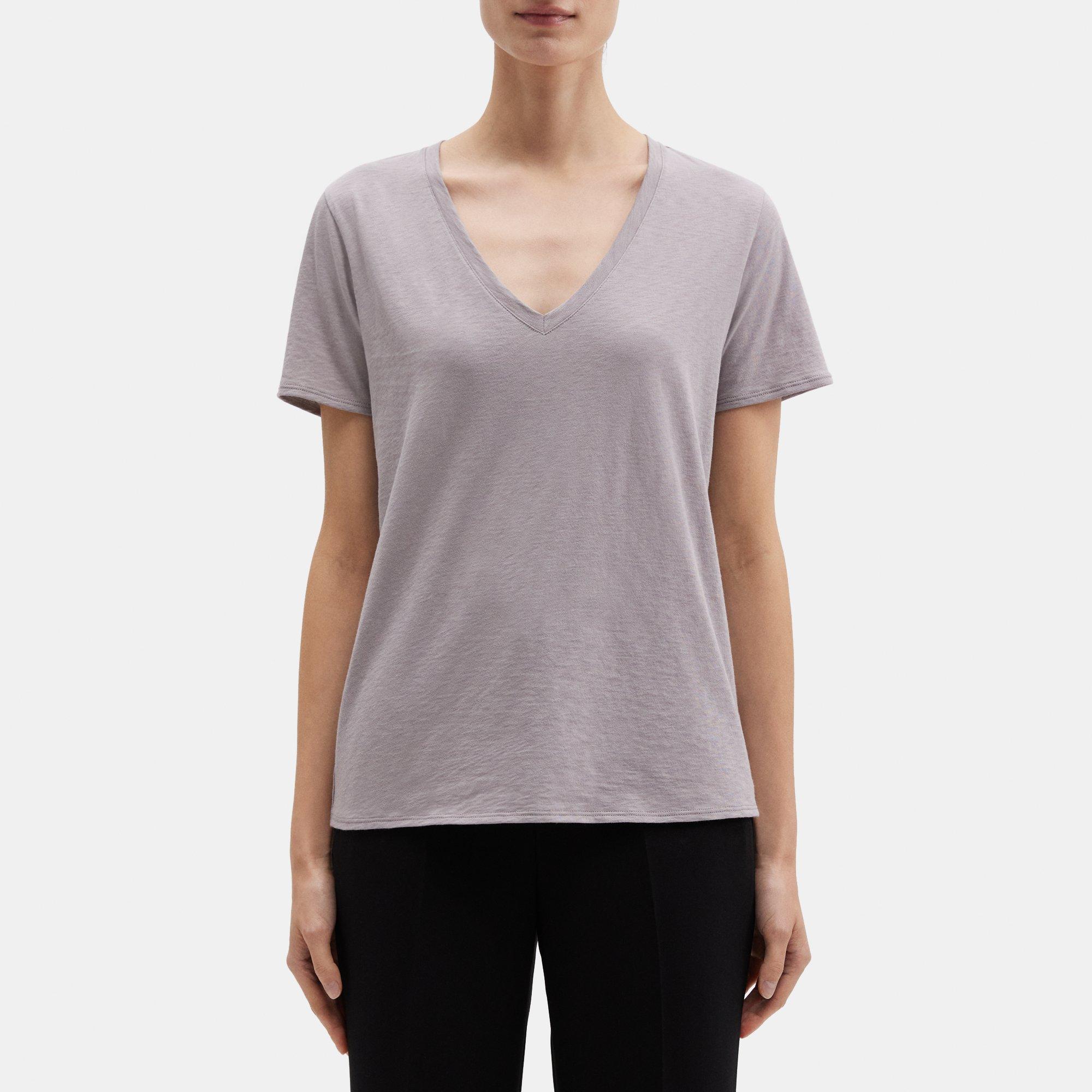 Slub Cotton V-Neck Tee | Theory Outlet Product Image