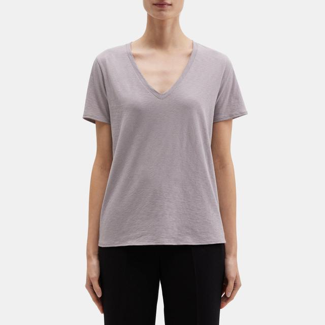 Slub Cotton V-Neck Tee | Theory Outlet Product Image