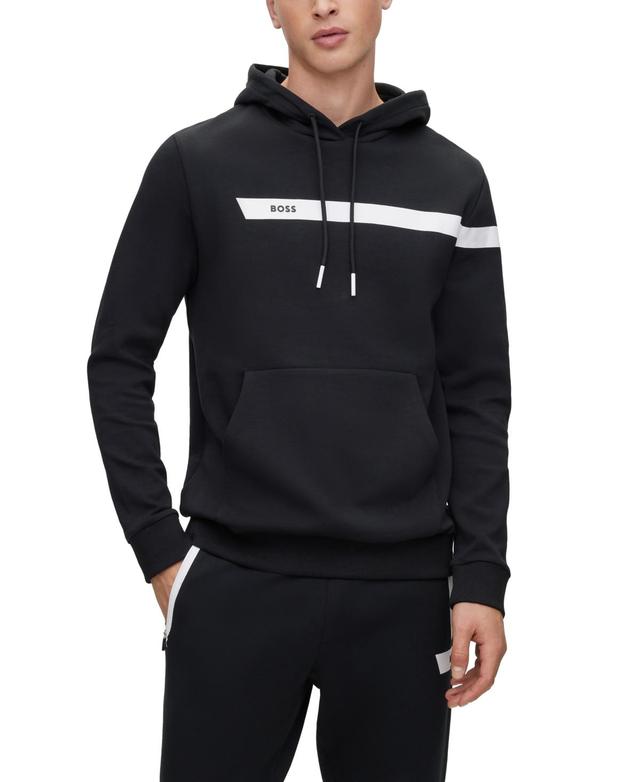 Mens Cotton-Blend Hoodie With Graphic Logo Stripe Product Image