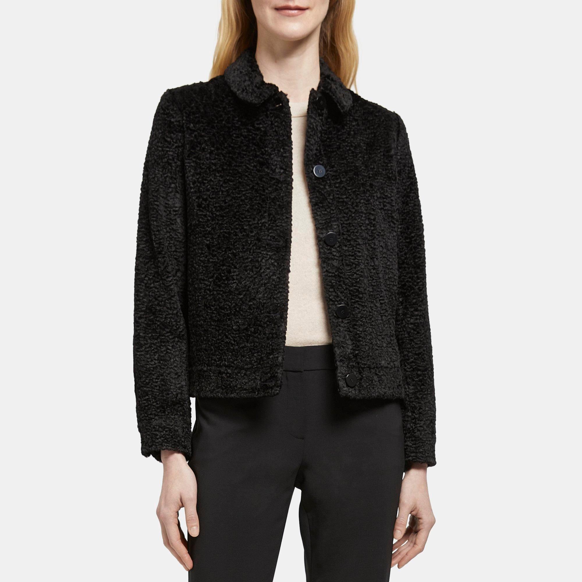 Faux Shearling Cropped Jacket | Theory Outlet Product Image