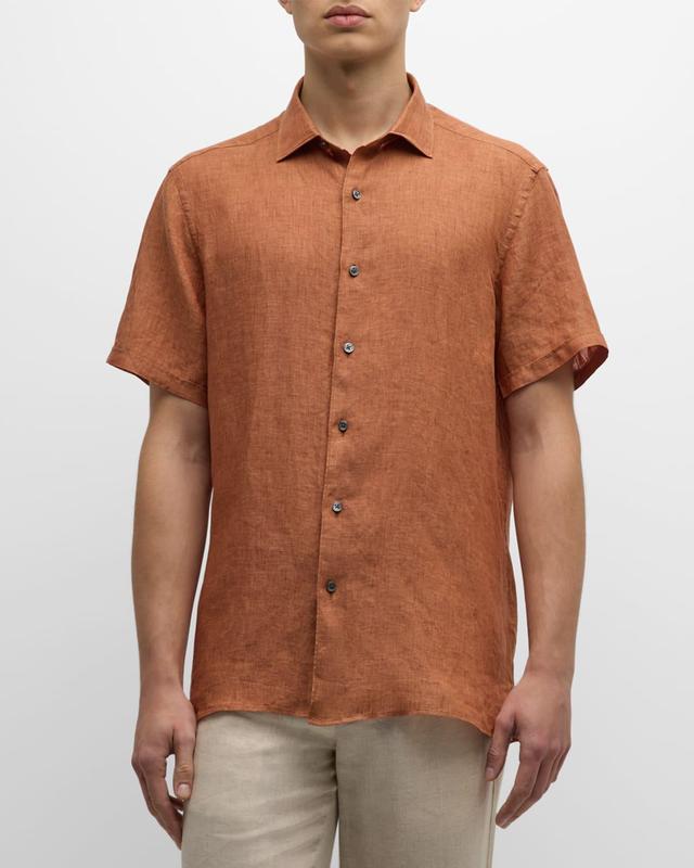 Mens Solid Linen Sport Shirt Product Image