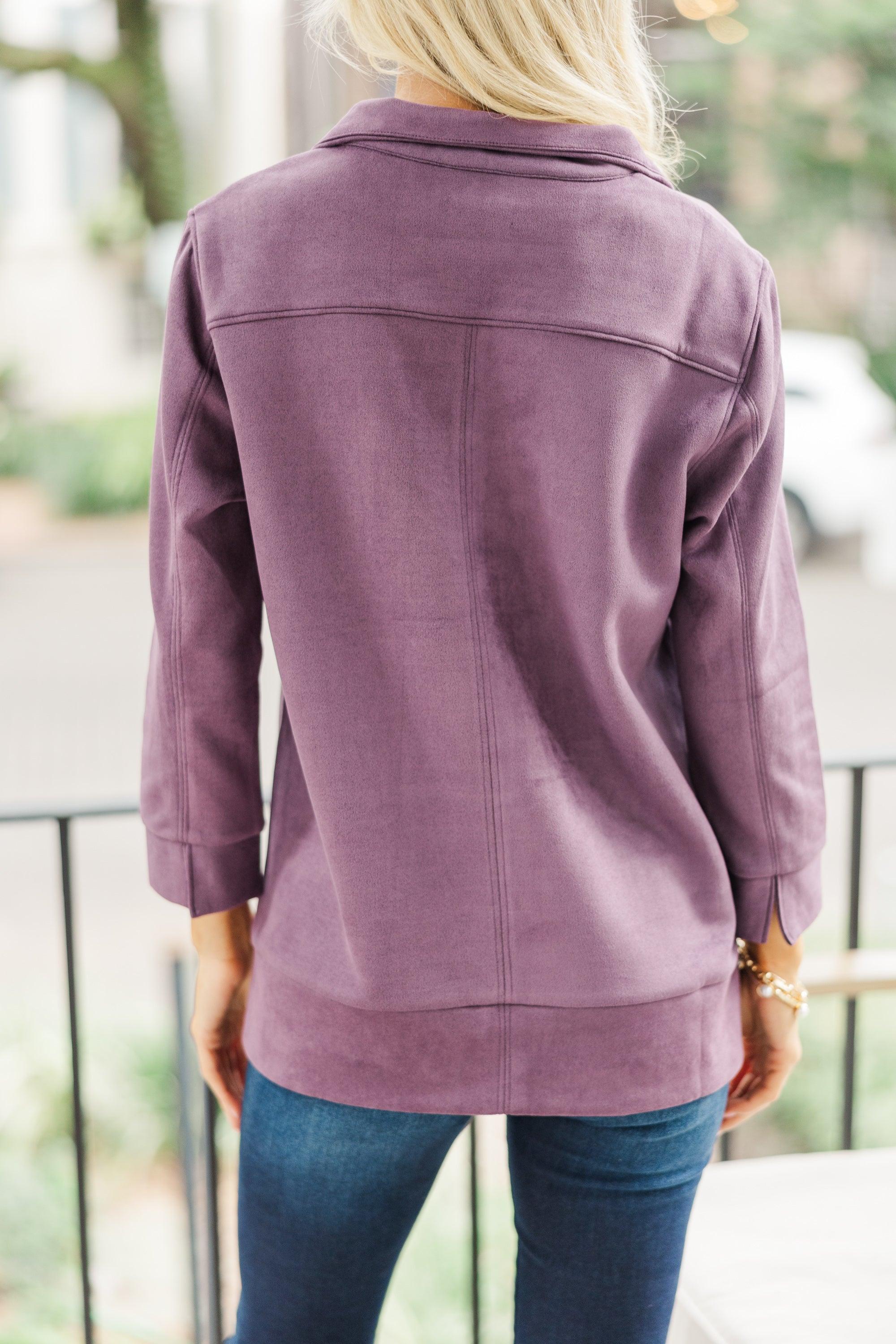 Never Forget Plum Purple Suede Blouse Female Product Image