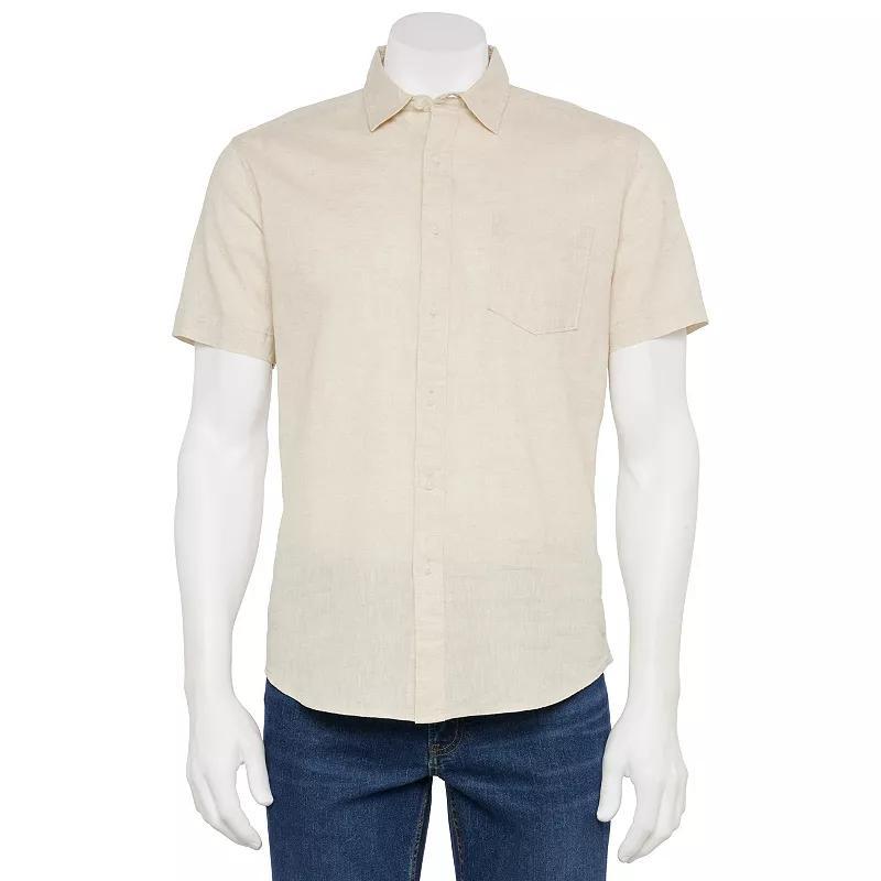 Mens Sonoma Goods For Life Linen Blend Short Sleeve Button Down Shirt Product Image