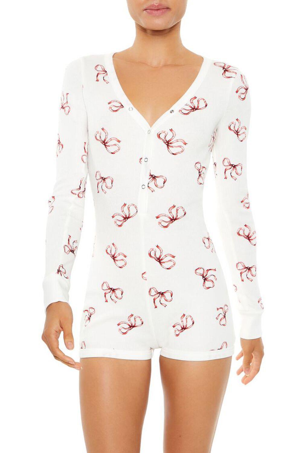 Fitted Bow Pajama Romper | Forever 21 Product Image