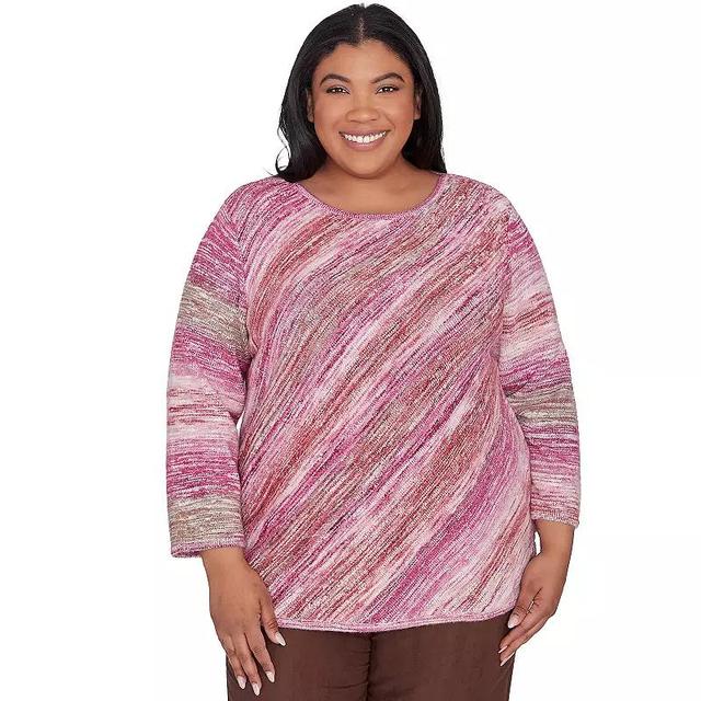 Plus Size Alfred Dunner Diagonal Space Dye Top, Womens Product Image