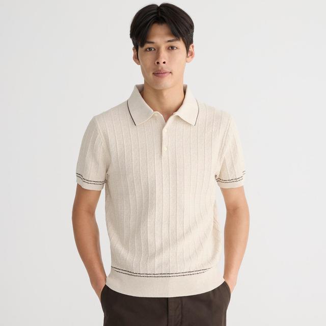 Texture-stitch cotton-tipped sweater-polo Product Image