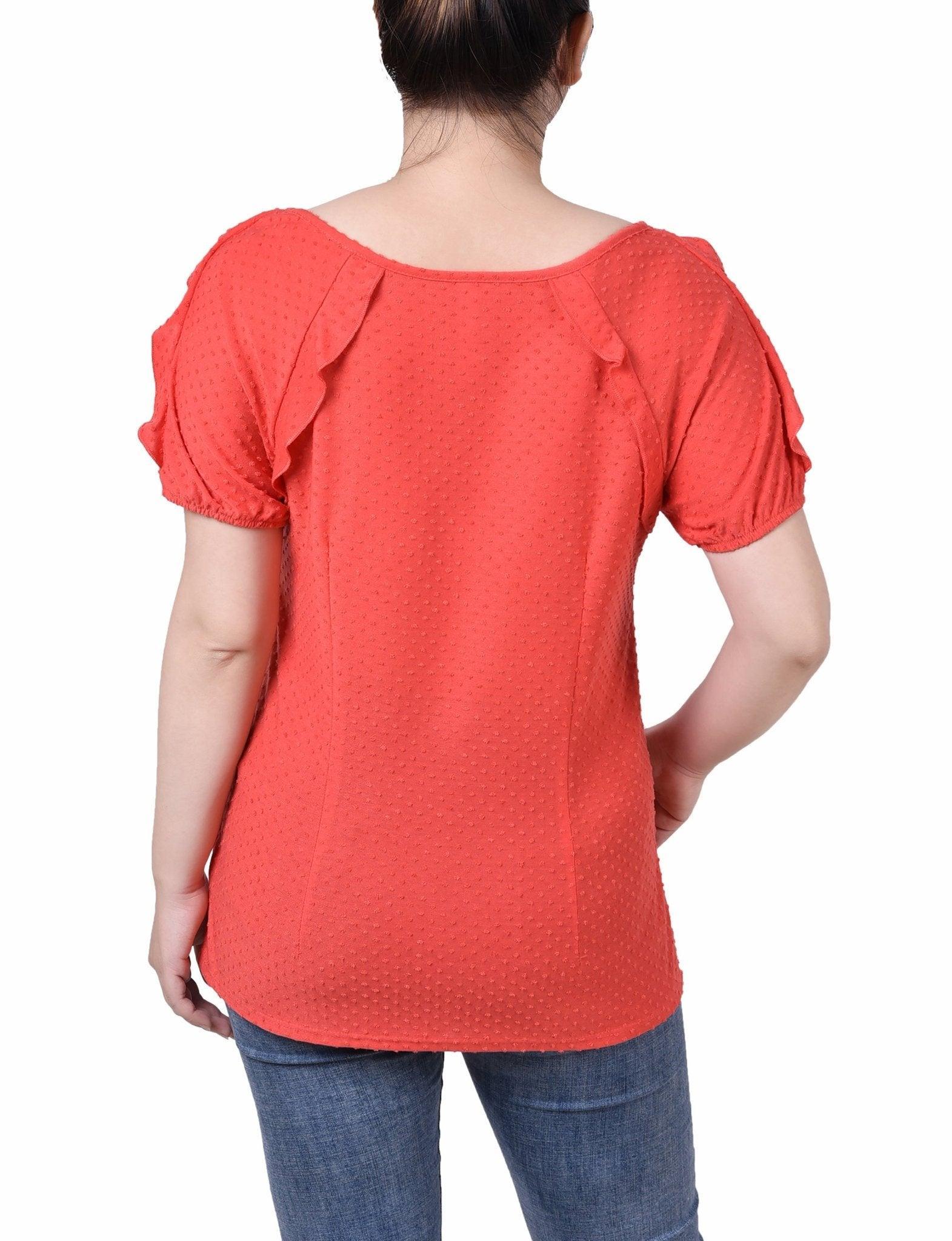 Short Sleeve Swiss Dot Top - Petite Product Image