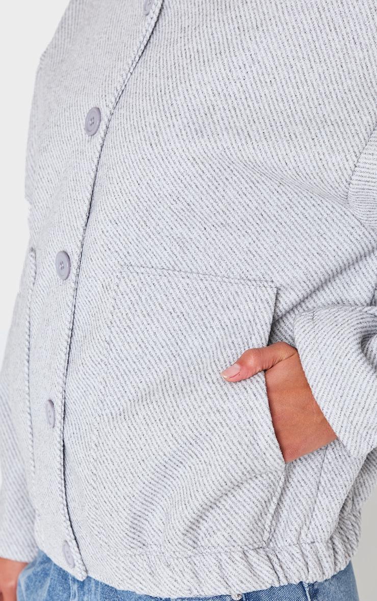 Grey Herringbone Oversized Bomber Product Image