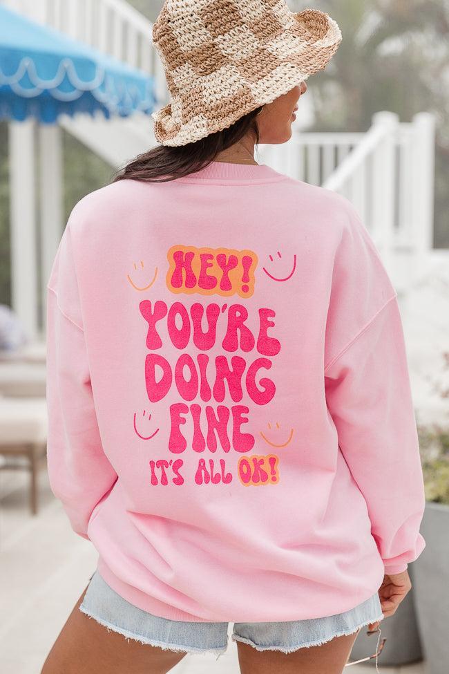 Hey You Light Pink Oversized Graphic Sweatshirt Product Image