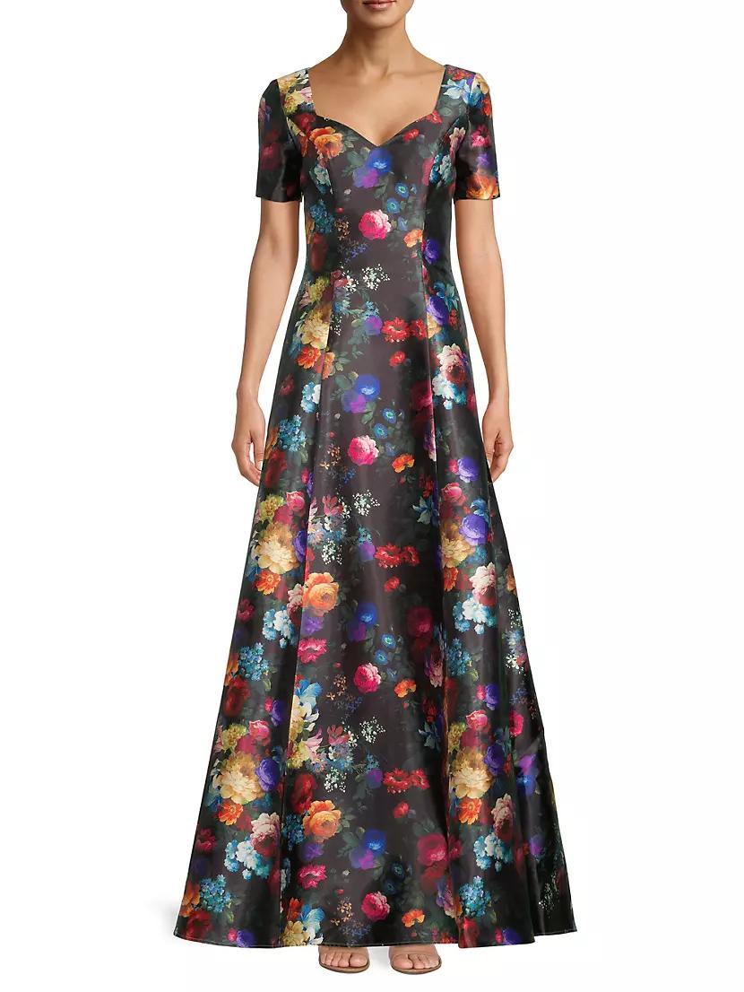 Floral Print Satin Gown Product Image