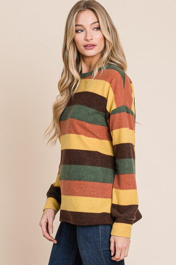 Multi-color Stripes Knit Sweater Top Product Image