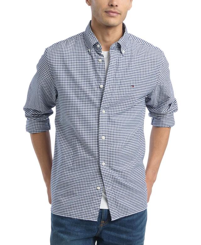 Tommy Hilfiger Mens Gingham Long Sleeve Button-Down Oxford Shirt Product Image