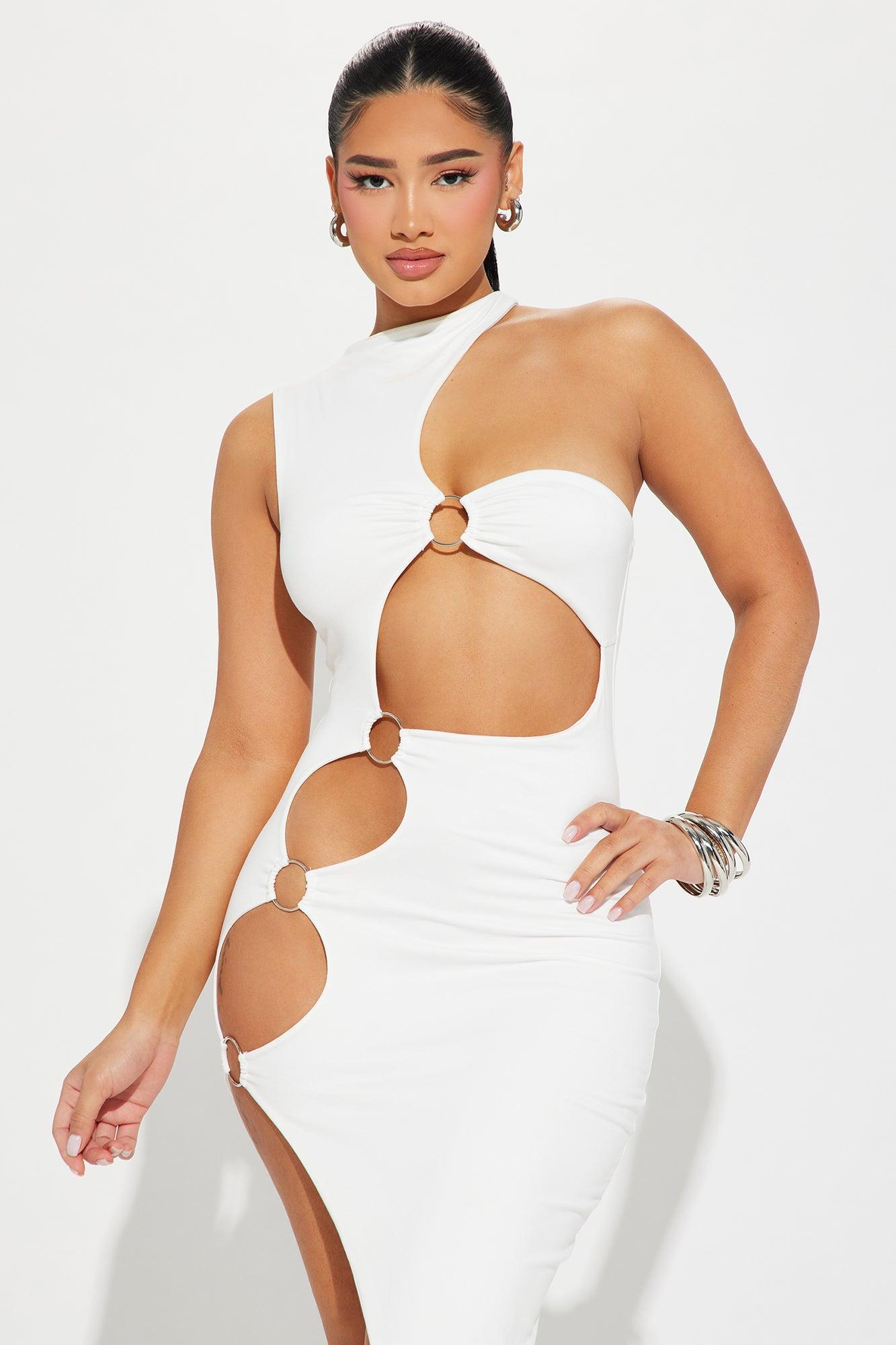 The Enchantress Cut Out Midi Dress - White Product Image