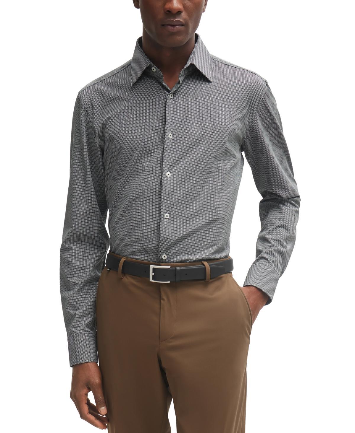 Mens Slim-Fit Shirt in Structured Performance-Stretch Fabric Product Image