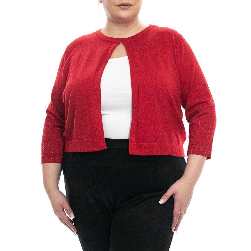 Plus Size Nina Leonard Heat Seal Bolero, Womens Product Image