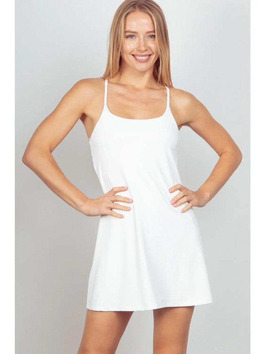 White Sleeveless Active Tennis Mini Dress Product Image