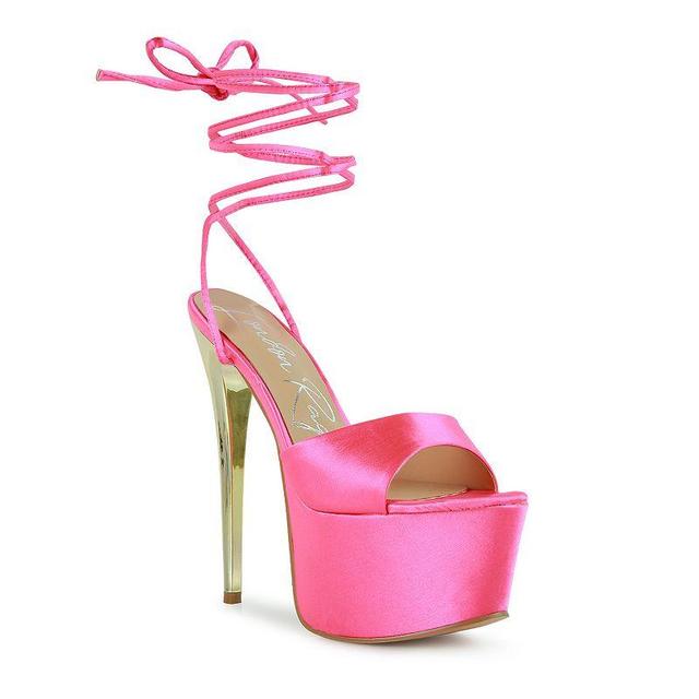 Womens Passion Fruit Dramatic Platform Lace-Up Heel Sandals Product Image