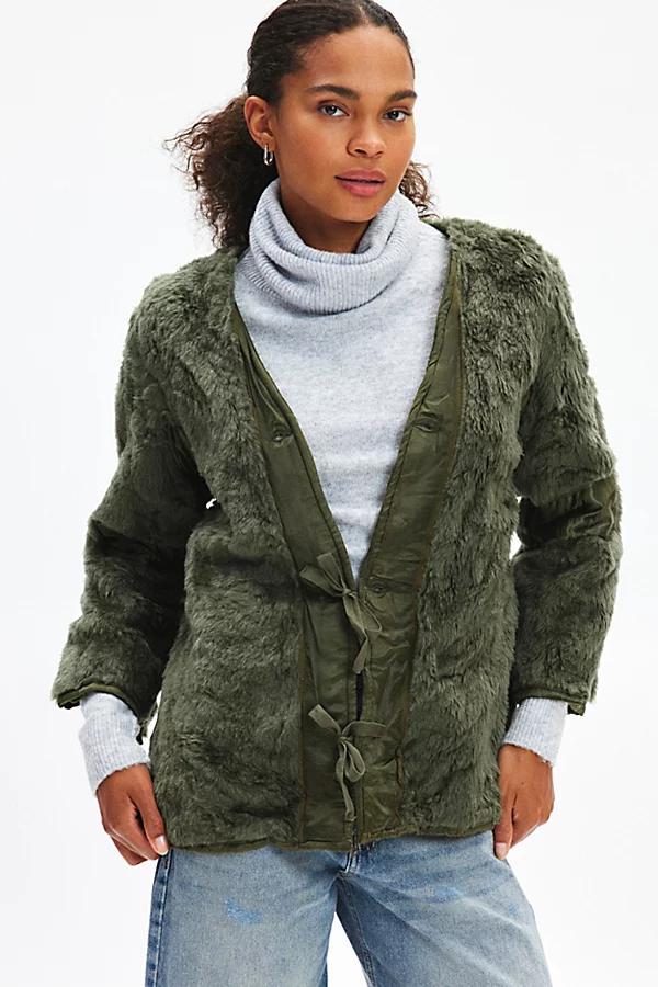 Urban Renewal Vintage Fluffy Tie-Front Surplus Jacket Womens at Urban Outfitters Product Image