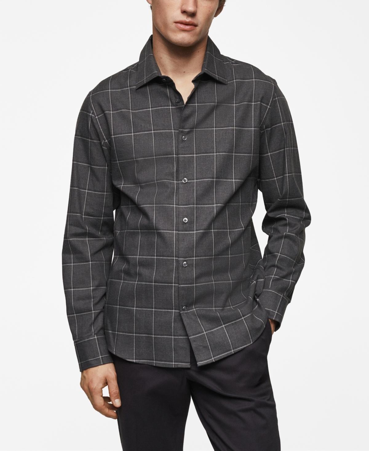 Mango Mens Check Flannel Cotton Shirt Product Image