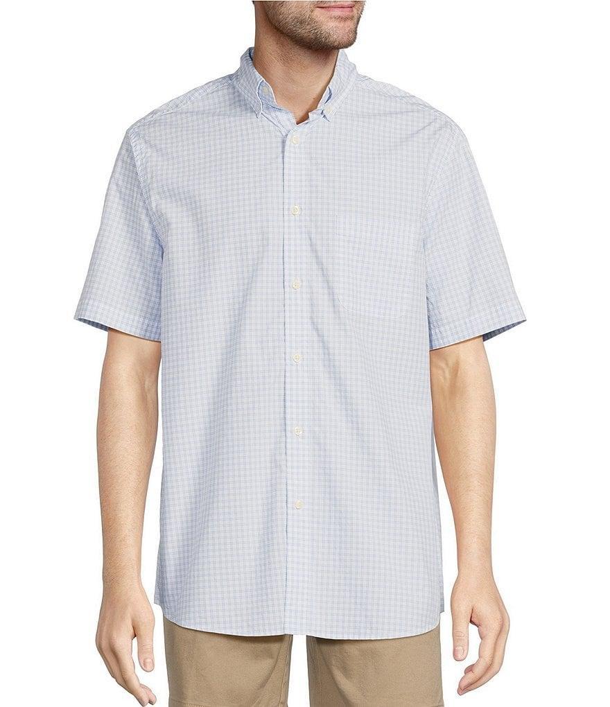 Roundtree & Yorke Short Sleeve Medium Checked Poplin Sport Shirt Product Image