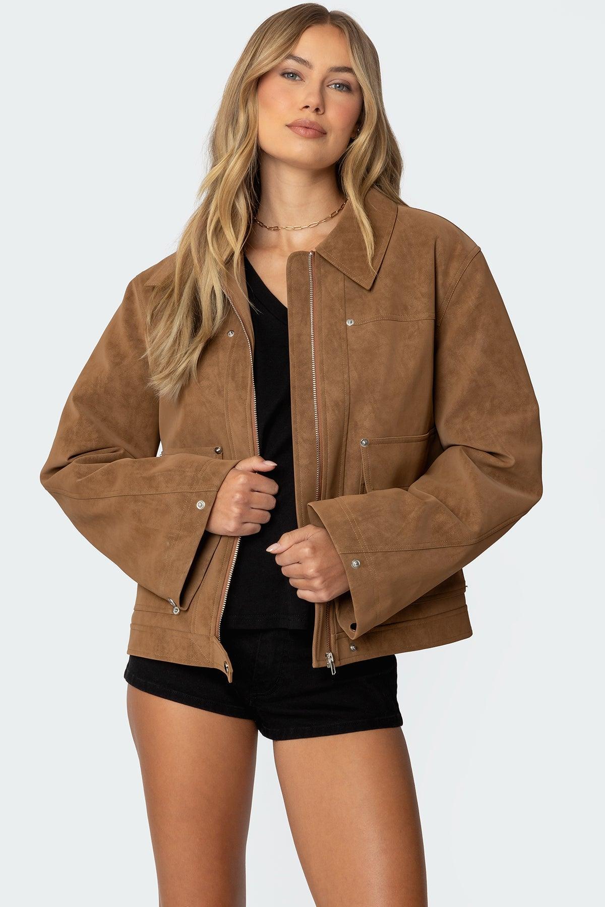 Annabelle Oversized Faux Suede Jacket Product Image