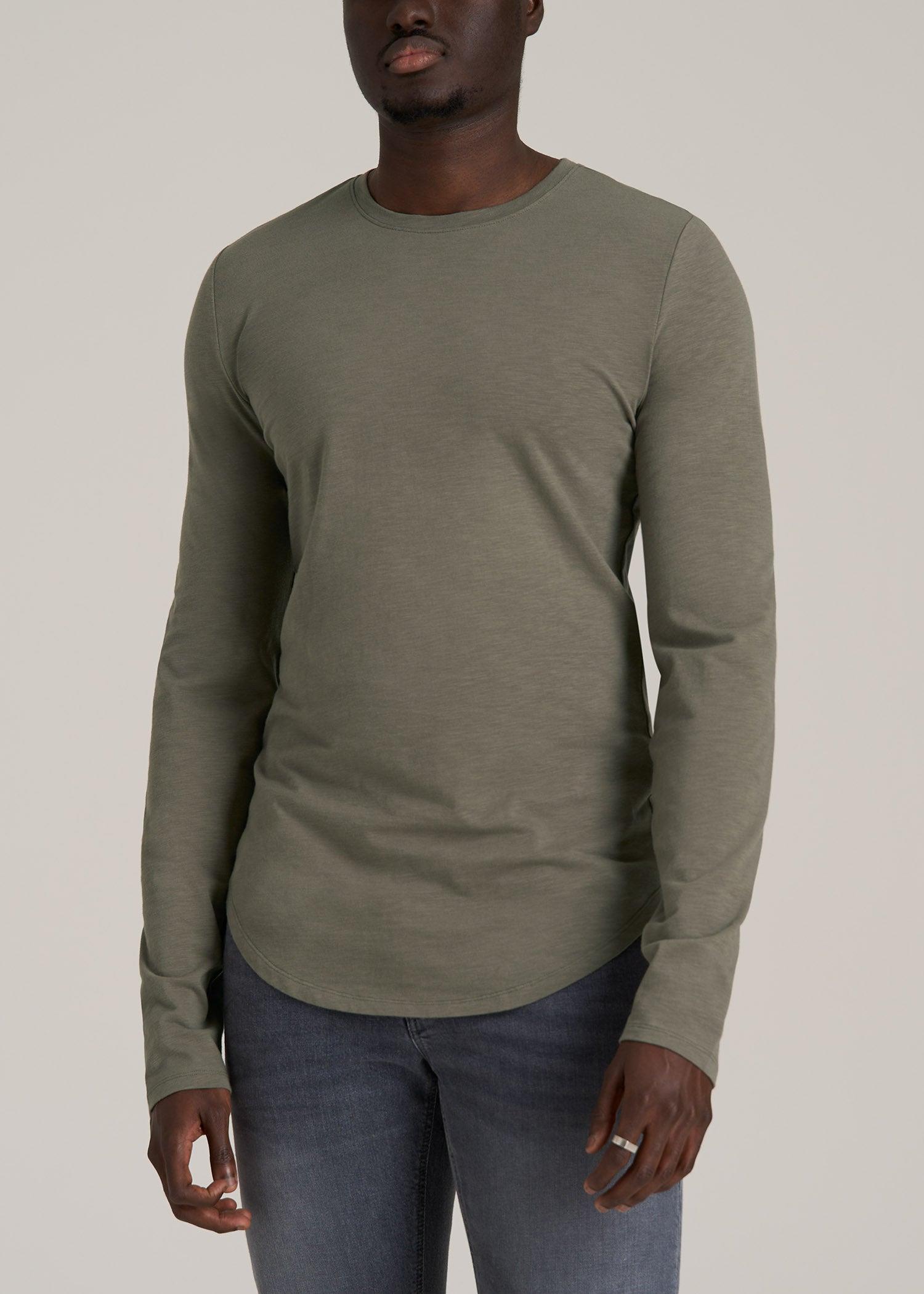 Slub Long Sleeve Scoop Tall Men's Tee in Camper Green Male Product Image