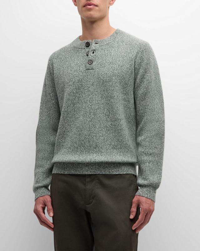 Mens Marled Button Crewneck Sweater Product Image