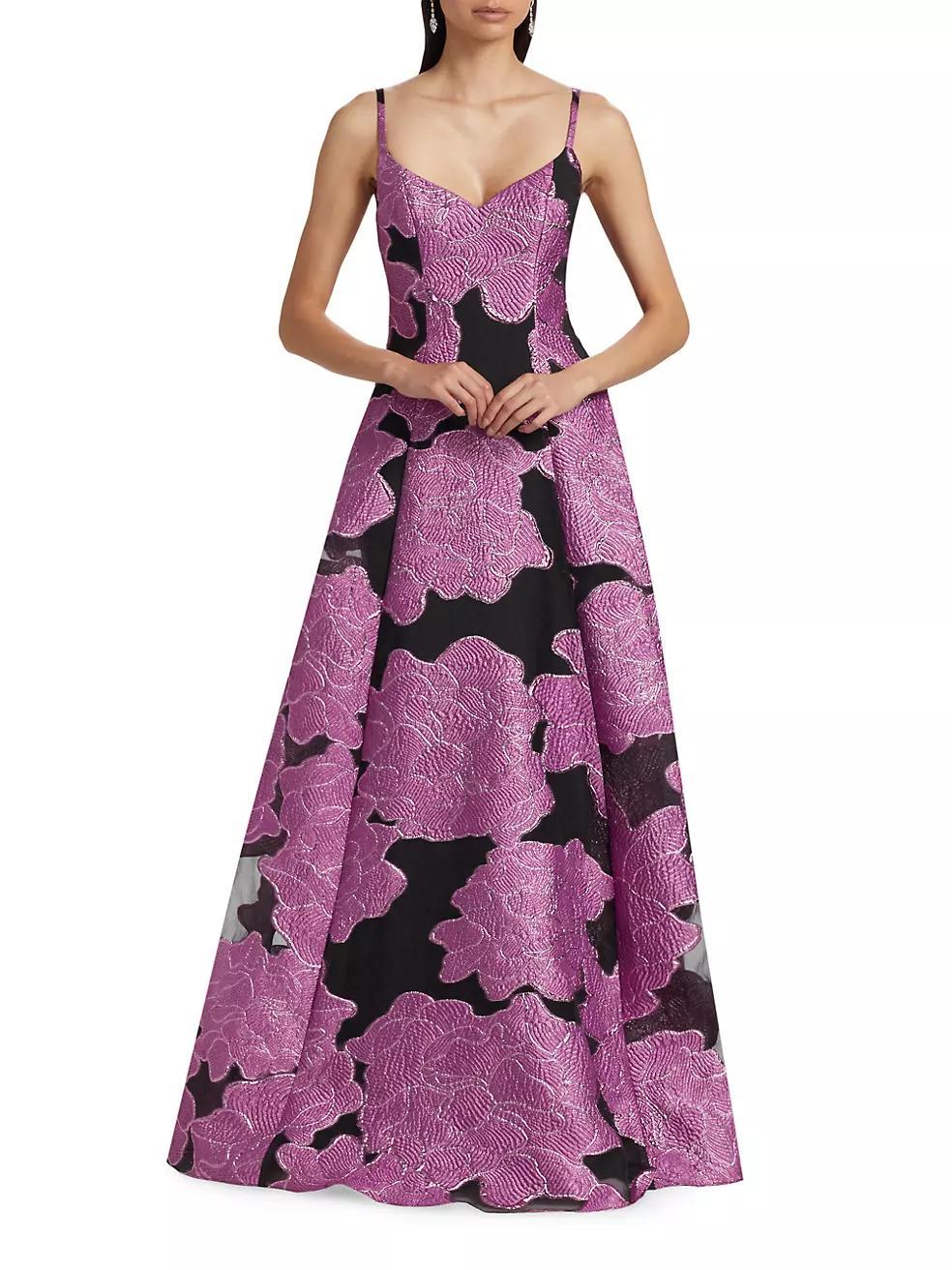 Mariele Metallic Floral Jacquard Gown Product Image