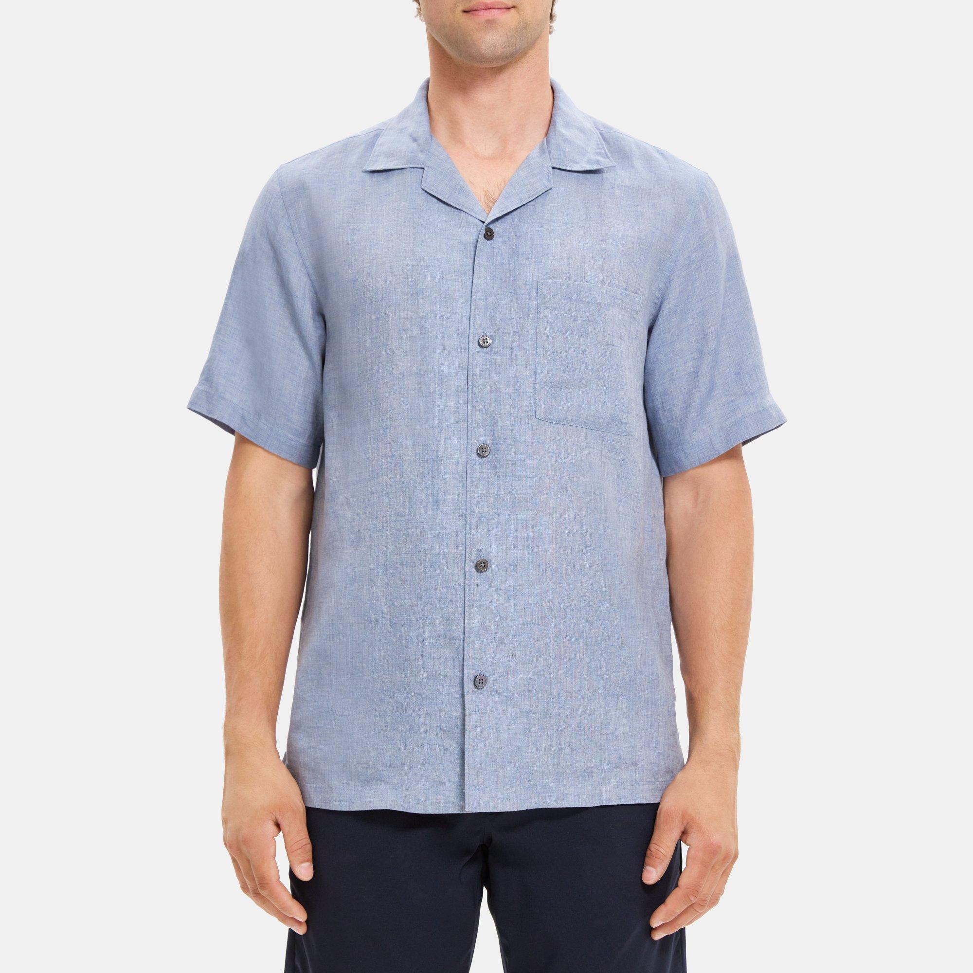 Linen Camp Collar Shirt | Theory Product Image