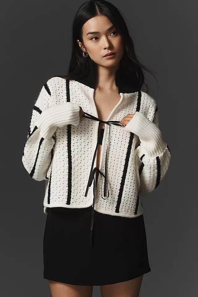 Maeve Collared Crochet Cardigan Sweater Product Image