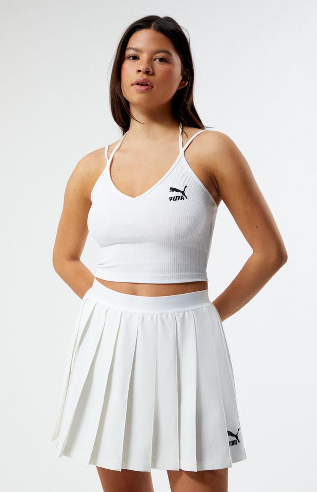 Puma Womens White Classics Ribbed Crop Top Product Image