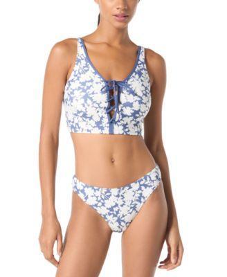 Michael Michael Kors Womens Printed Lace Up Bikini Top Printed Bikini Bottoms Product Image