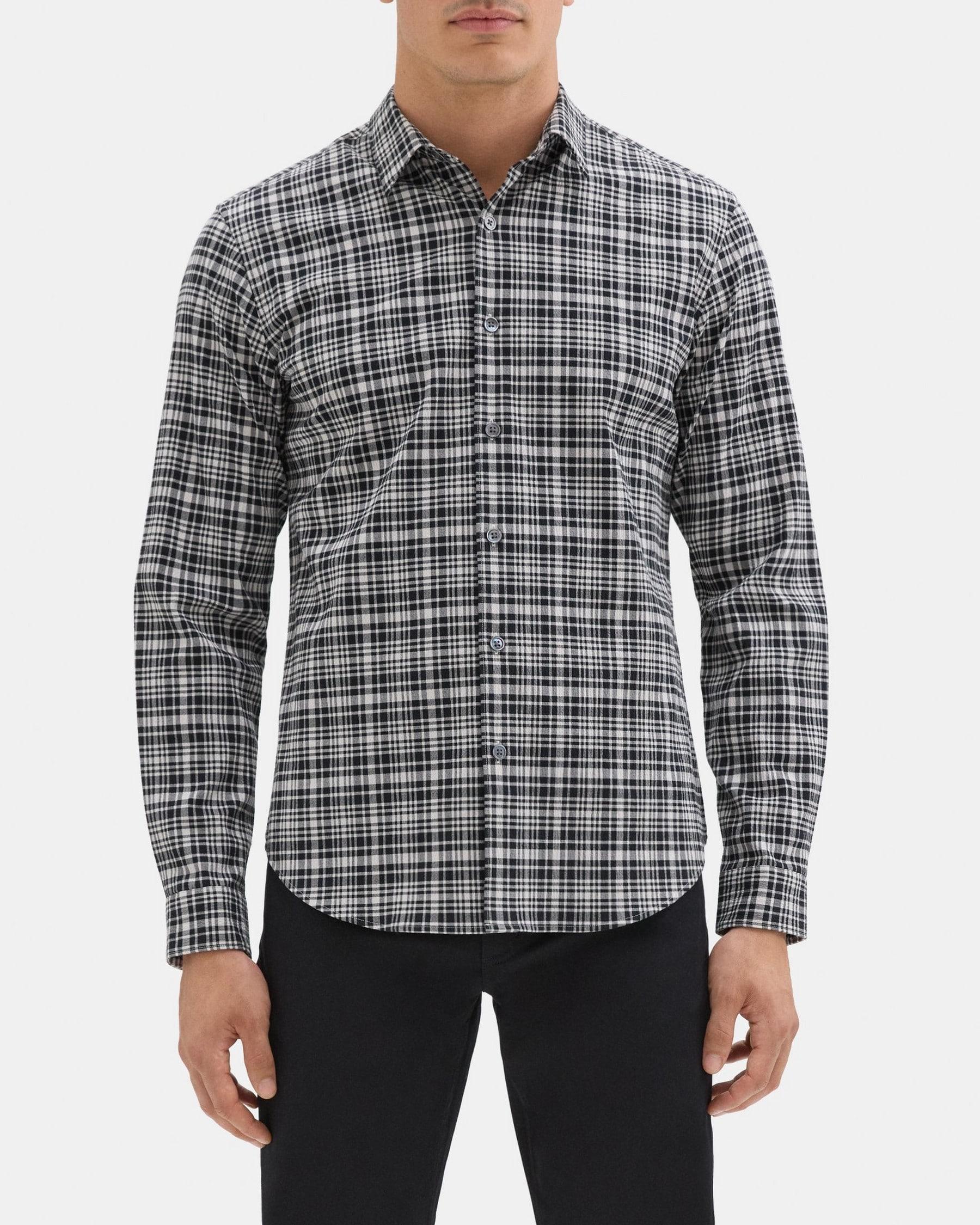 Long-Sleeve Shirt in Plaid Seersucker Product Image